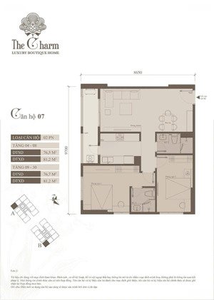 chính chủ bán căn góc the charm an hưng, 7 tỷ, 77m2, tầng đẹp, ban công đông nam mát mẻ