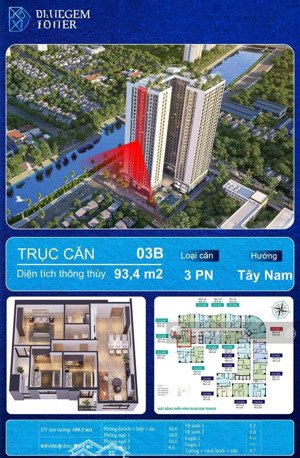 bán căn hộ 3pn, 2wc tại bluegem tower, 6,2 tỷ, 93,4m2 giá cực chất