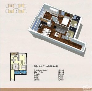 bán căn hộ 2 phòng ngủ tầng trung