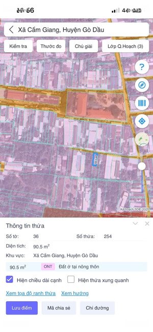 bán đất 90m2 tại sát chợ xã cẩm giang, gò dầu, tây ninh, giá chỉ 700 triệu