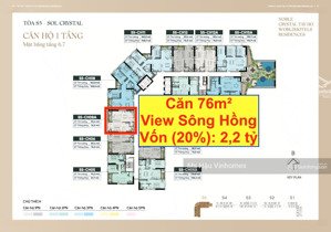 hiếm, căn 76m2 view sông hồng siêu đẹp giá 11 tỷ noble crystal tây hồ. vay chỉ cần 2,2 tỷ ký hđmb