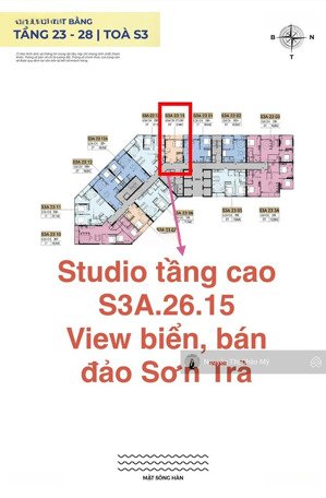 châu mỹ srt - căn hộ studio toà s3a.26.15 - view hướng đông mát- view biển, bán đảo- the symphony