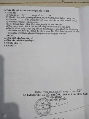 bán đất đẹp mặt tiền mỹ xuân tóc tiên dt 19x60 giá 6,5 tỷ