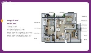 Căn 3PN view biển tầng 23 giá 4.727 tỷ - Mia Center Point Đà Nẵng