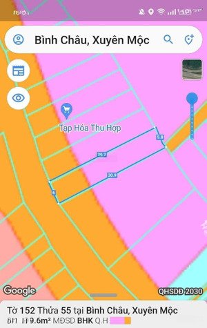 bán đất mặt tiền đường nhựa 8m kế bên chợ bình châu, xuyên mộc.