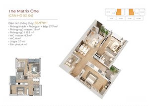 bán gấp căn hộ 88m2, 2pn tại the matrix one, cửa tn, ban công đb, full đồ đẹp. giá 9,99 tỷ