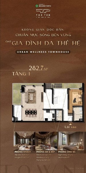 bán căn hộ hạng sang the ten loại townhouse tầng 1 - 2 tổng diện tích 133m2, nhận nhà tháng 6/2026