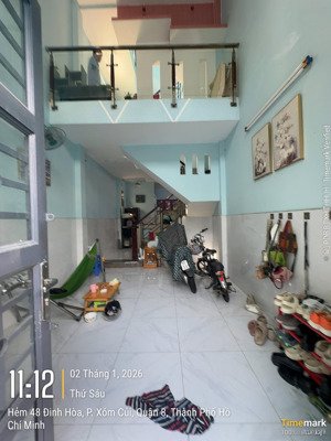 nhà góc(3,9* 12m)đường đinh hoà f13 q8,nhà cách đường chính 30m shriêng hiện hữ ! sát cầu chà và q5