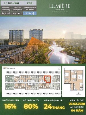độc quyền lumière midtown căn 2pn view tttm giá tốt | hàng hiếm