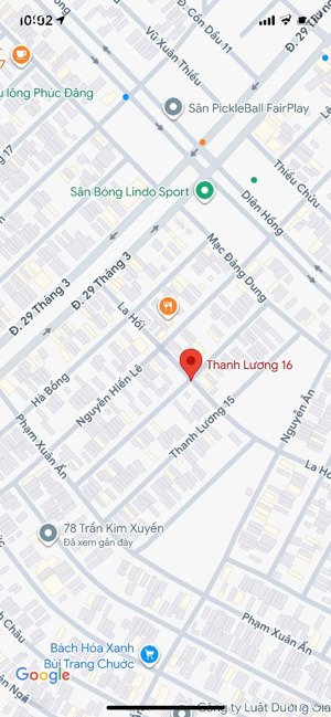 bán đất mặt tiền đường thanh lương 16 - hòa xuân, kề lô góc, giá 6 tỷ 5 tl