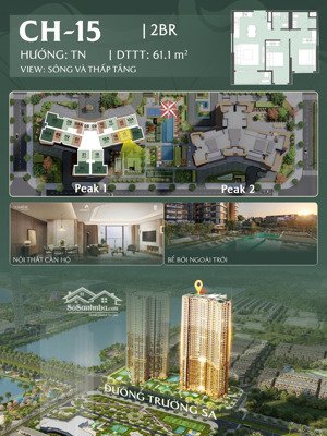 bán căn 2pn view công viên hồ 32ha và view sông hồng, cầu tứ liên, dt 60,4m2, vốn tự có chỉ 2,3 tỷ