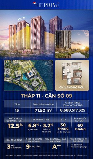 the privé - độc quyền giá đợt đầu căn 2pn chỉ 8,688 tỷ. vị trí vàng trung tâm quận 2
