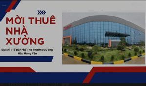 cho thuê nhà xưởng quy mô lớn 10.000m gần kcn thăng long ii giá 35 usd/m2