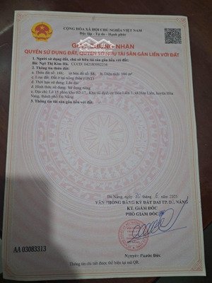 bán đất tại xã hòa liên, huyện hòa vang, đà nẵng, giá cực chất 2,95 tỷ, 100m2