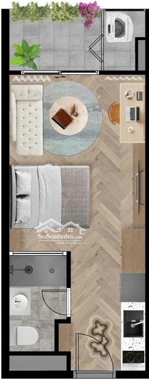 căn studio, giá chỉ 1 tỷ 7 khi thanh toán nhanh