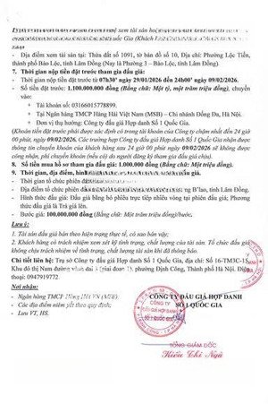 thông báo bán đấu giá tài sản bảo lộc - lâm đồng