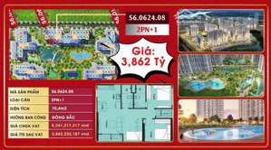 duy nhất 1 căn 2pn+ the origami view trực diện vườn nhật 3,4 tỷ, mua trực tiếp cđt thanh toán 180n