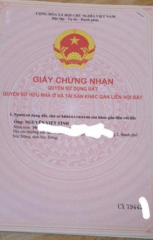 bán đất tại phường 5, sóc trăng, 1,3 tỷ, 727,7 m2, pháp lý đầy đủ, đầu tư sinh lợi.