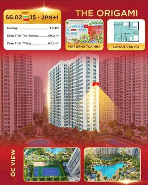 căn 2 phòng ngủ+ 69.2m2 origami giá tốt nhất giỏ hàng ký trực tiếp chủ đầu tư 3 tỷ 931 full in