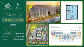 bán cc tại the paris - vinhomes ocean park, 63m2, 2pn, giá tốt nhất thị trường hiện nay