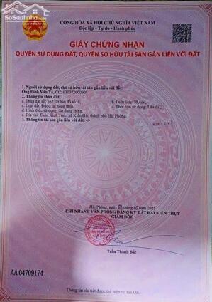 Bán đất Tân Phong - Kiến Thụy - Hải Phòng