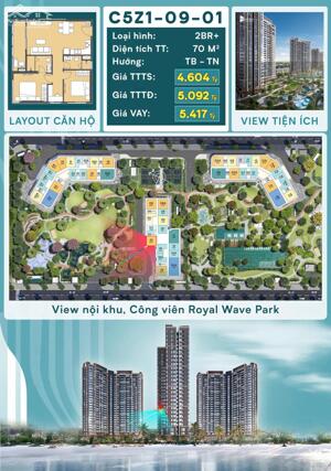 CĂN GÓC 2N+ – 2 MẶT VIEW SIÊU THOÁNG | ROYAL WAVE PARK VIN OCP2