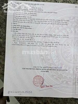 Bán lô đất siêu đẹp hẻm xe tải Lê Văn Thọ, Gò Váp, 4,01x24m, nở hậu