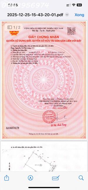 Siêu phẩm - Bán lô đất siêu đẹp Xã Phú Thuận, Thoại Sơn, An Giang, DT 1149m2, giá đầu tư