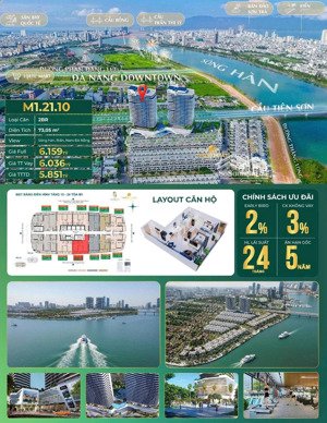 bán căn hộ 2pn view sông hàn & biển trung tâm đà nẵng downtown | m1.21.10