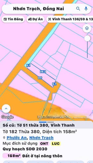 bán đất vĩnh thanh, nhơn trạch. nở hậu 6,7m, có 65m2 thổ cư, giá đi nhanh chỉ 2 tỷ, lh ngay hôm nay