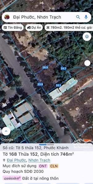 bán lô đất cặp bên tái định cư phước khánh, nhơn trạch. dt 746m2, trong đó có 50m2 thổ cư, giá tốt