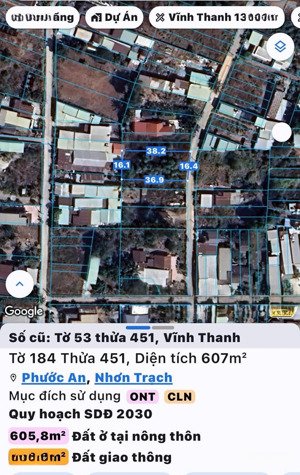 bán đất vĩnh thanh, nhơn trạch, đồng nai giá siêu hời, dt 607m2, sổ đỏ đầy đù, phong thủy tốt