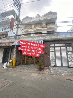 nhà hẻm 7m 1 sẹc lê văn quới,4,28x20m,4 tấm đúc cứng cáp , hạ từ 8 ty1 xuống, giá đang quá tốt