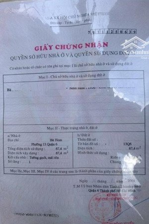 bán nhà hẻm xe hơi 260 bà hom, 4.4 x 16m, cấp 4, giá 5.8 tỷ