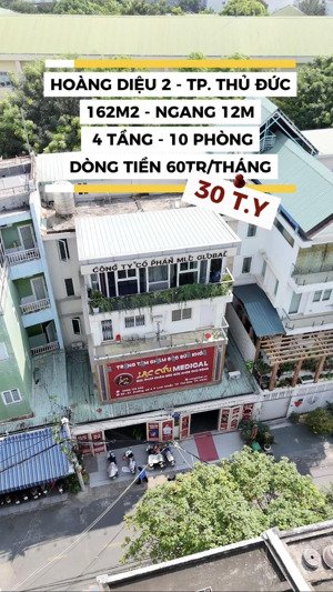 mặt tiền 4 tầng trục hoàng diệu 2 - linh chiểu -khu himlam- 162m2 - ngang 12m- cho thuê 60tr/th
