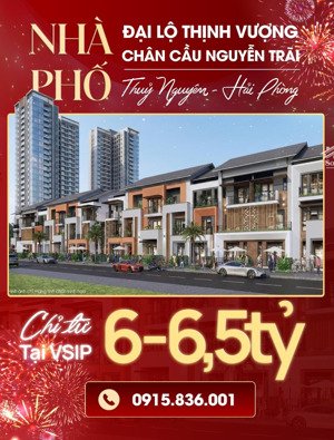 đón sóng cầu nguyễn trãi sở hữu nhà phố 80m2 giá 6,x tỷ đại lộ thương mại bắc nam vsip 80m