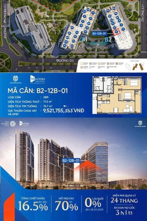 bán căn hộ chung cư masteri cosmo central, 8,972 tỷ, 75.7m2, 2pn, 2wc tại an phú, quận 2