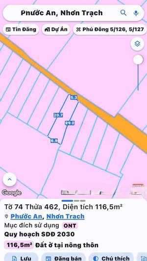 full thổ cư, bán nhanh đất xã phước an, nhơn trạch. dt đẹp, vị trí trung tâm, sang tên dễ dàng