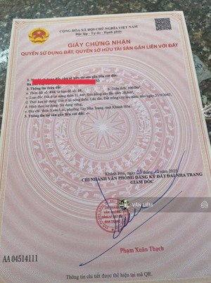 bán đất xuân lạc , vĩnh ngọc- tây nha trang, gần nhà hàng đồng xanh diện tích: 100m2 ngang 6,5m