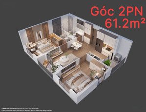 nhỉnh 1tỷ5 có căn góc 2pn chuẩn vinhomes