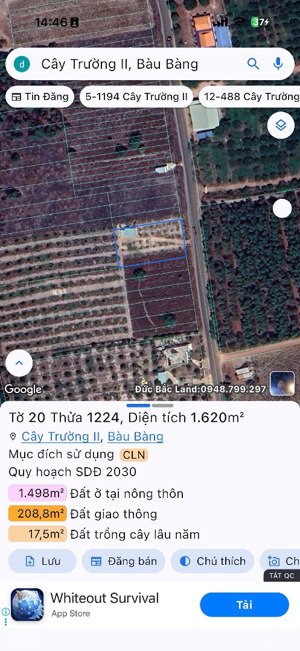 bán đất tại đường dh614, xã cây trường ii, bàu bàng, bình dương, 9 tỷ, 1619.5 m2 hot!