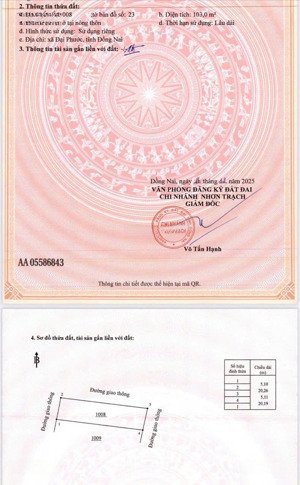 bán đất tại xã đại phước, nhơn trạch, đồng nai, 2,45 tỷ, 103 m2 hàng hiếm uy tín