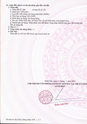 bán lô đất dt 4.305m2 thôn suối sâu, xã ninh tân, thị xã ninh hoà, tỉnh khánh hoà