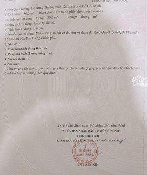 chủ cần bán nền đất an sương phường tân hưng thuận quận 12 ! dt 4 x 20 ( sổ hồng ) giá 7,5