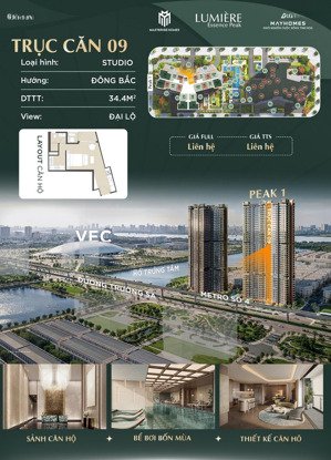 studio trục 09 lumière essence peak cổ loa | 34,4m² | giá 4,18 tỷ