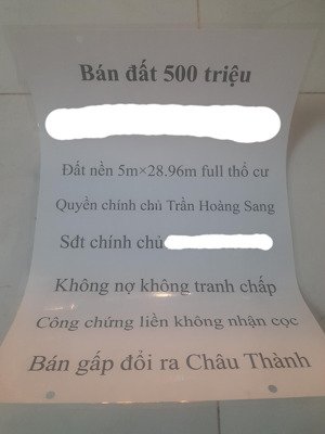 bán đất 144.8m2 tại đường 4 - 4, thị trấn dương minh châu, 500 triệu vnd, bán gấp đổi ra châu thành