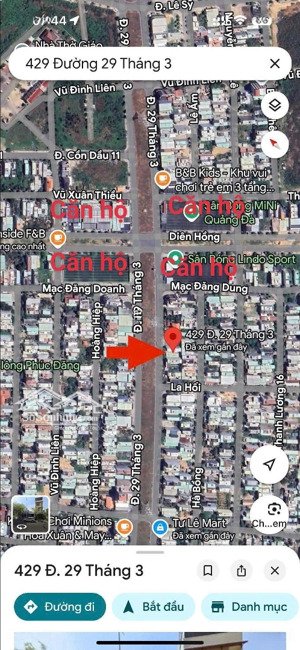 bán đất kinh doanh đường 29/3 hòa xuân vị trí gần 4 toà căn hộ sắp xây có nhà cấp 4 cho thuê