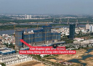 căn góc duplex 3pn 151m2 giá 28.6 tỷ, view sông & công viên ciputra 65ha, toà noble crystal tây hồ