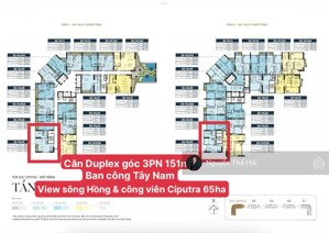 căn góc duplex 3pn 151m2 giá 28.6 tỷ, view sông & công viên ciputra 65ha, toà noble crystal tây hồ
