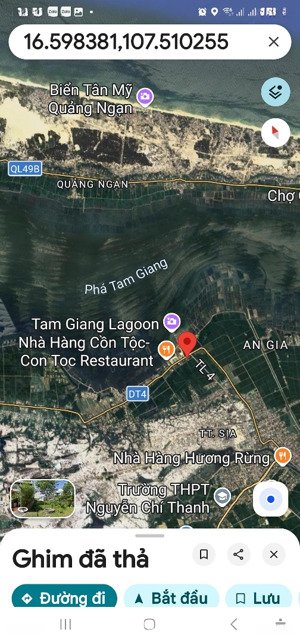 đất nhìn ra phá tam giang, mặt tiền đường tỉnh lộ, gần chân cầu tương lai